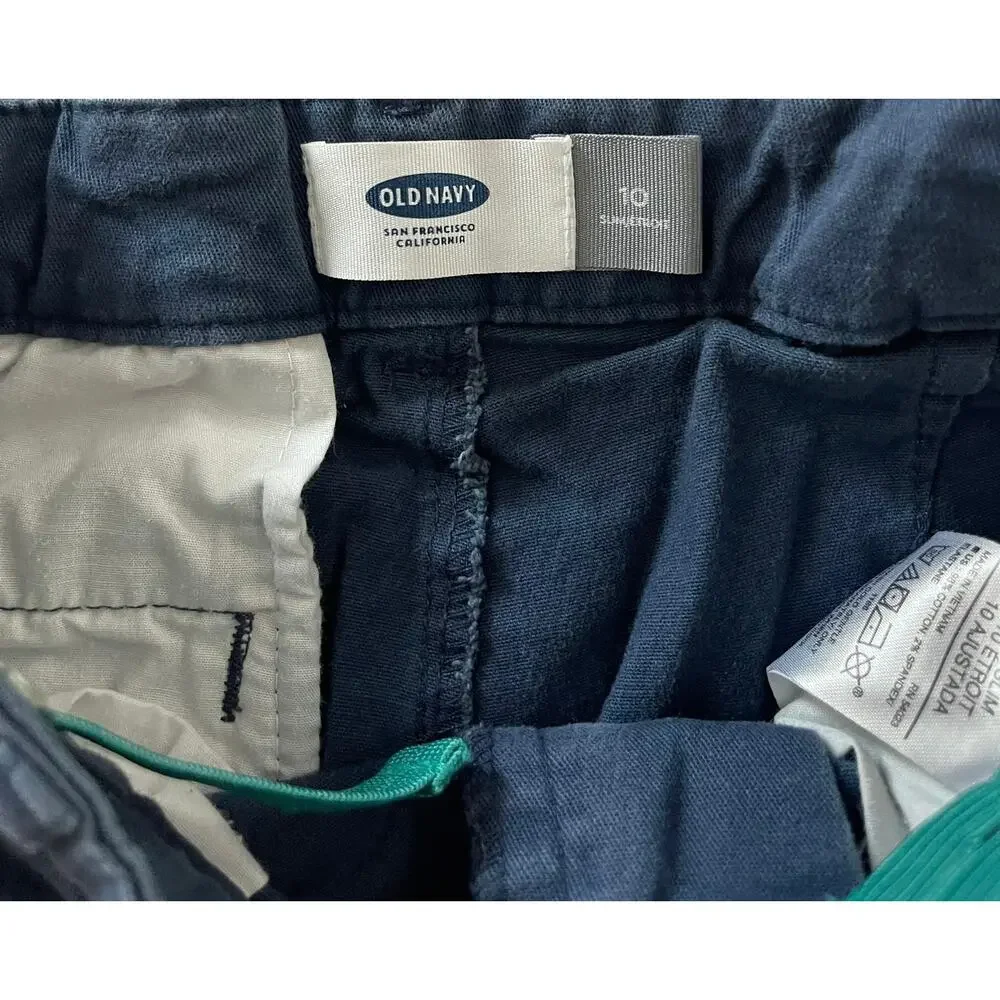 Old Navy Boys Navy Blue Flat Front School Uniform Chino Shorts Youth Size 10